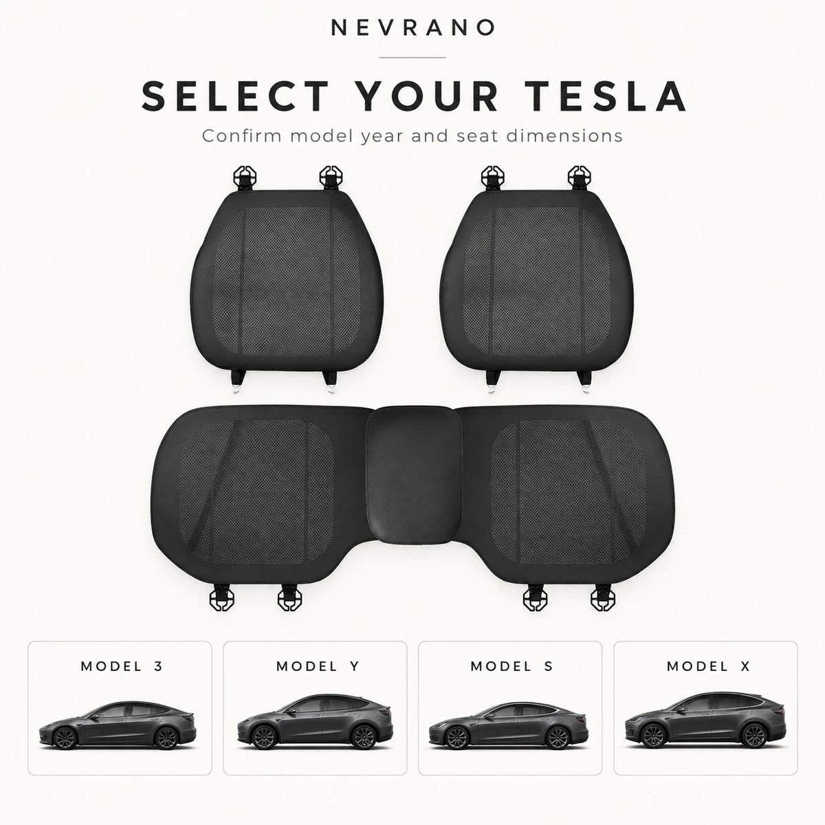 NEVRANO Ultra-Thin Perforated Seat Cushion Set for Tesla