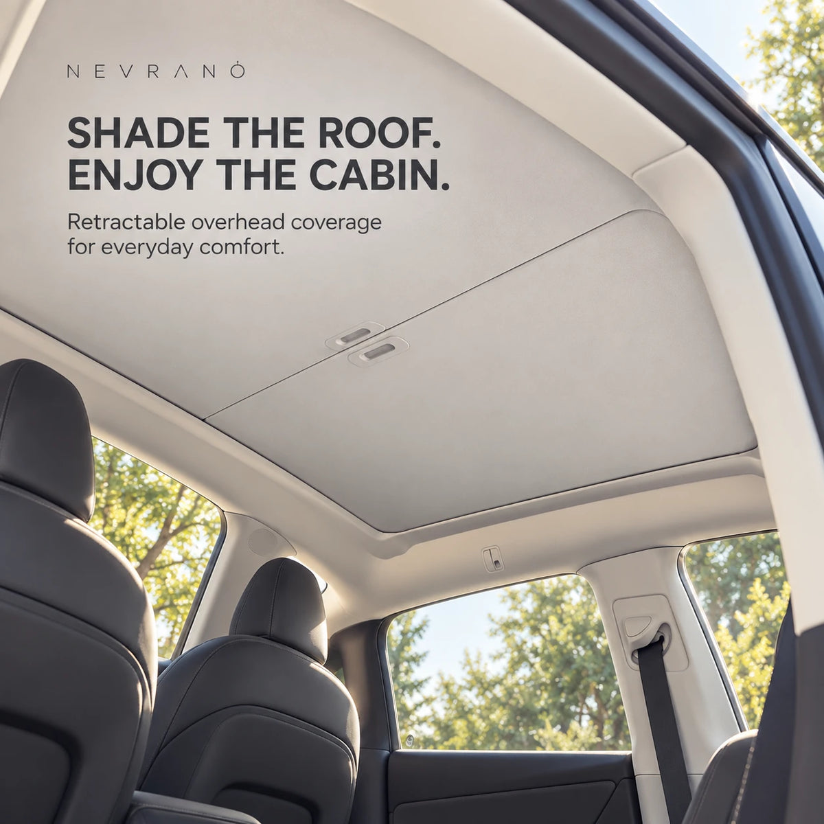 Manual Retractable Panoramic Roof Sunshade for Tesla Model 3 & Model Y