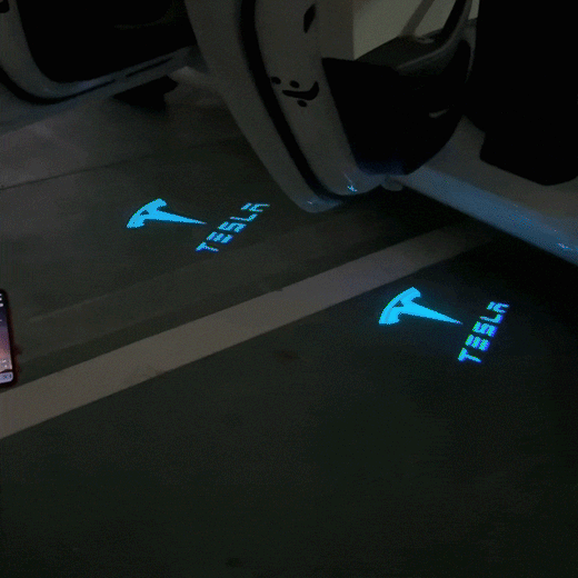 64-Color App-Controlled Door Projection Lights for Tesla Models