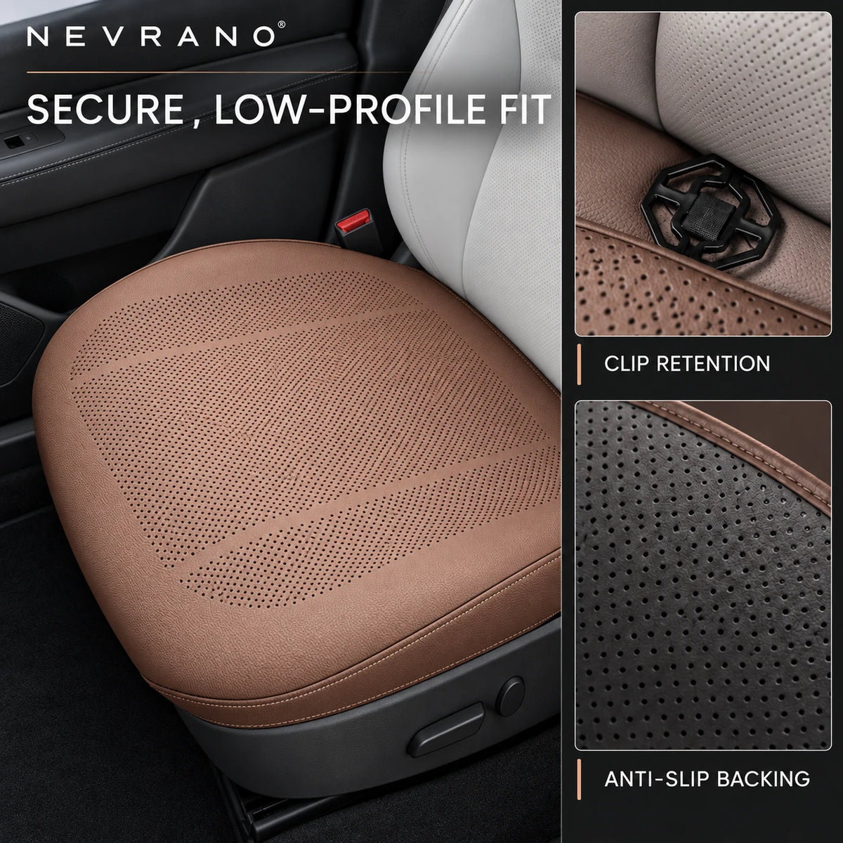 NEVRANO Ultra-Thin Perforated Seat Cushion Set for Tesla