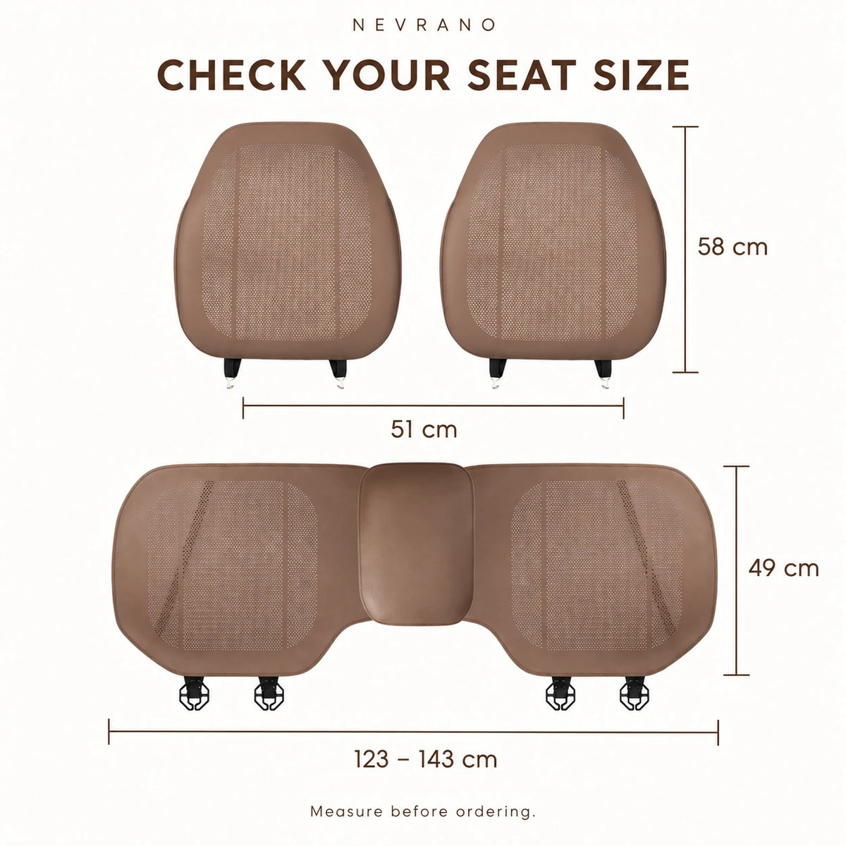 NEVRANO Ultra-Thin Perforated Seat Cushion Set for Tesla