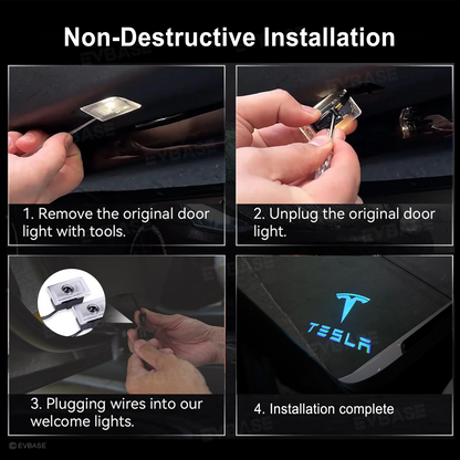64-Color App-Controlled Door Projection Lights for Tesla Models