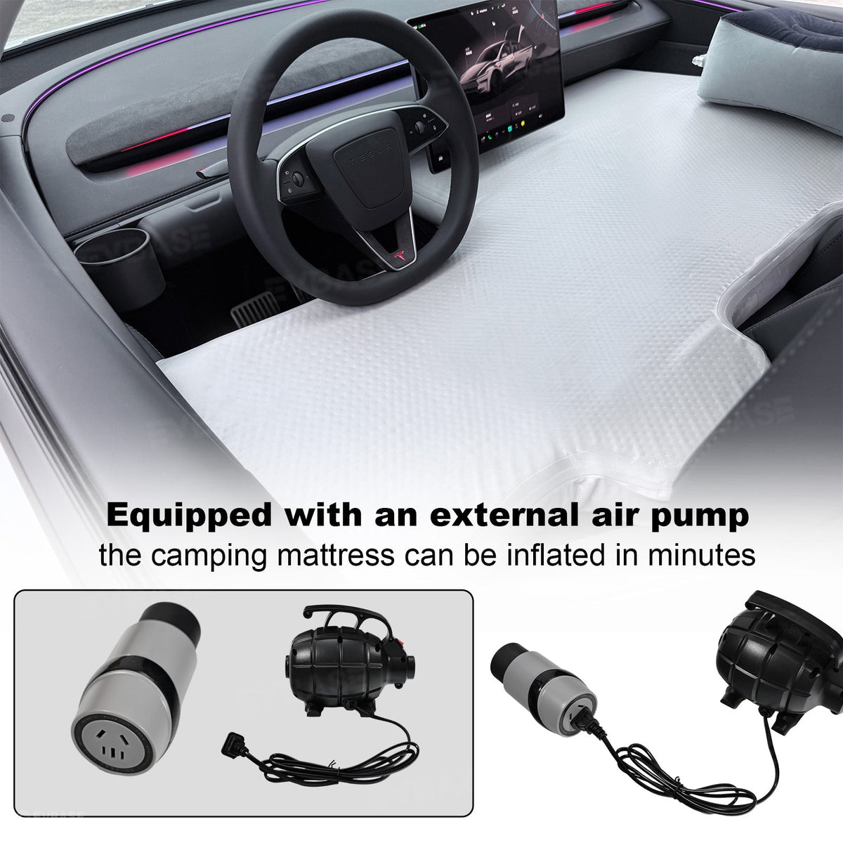 Front-Seat Inflatable Rest Bed for Tesla Model Y Juniper & Model 3 Highland