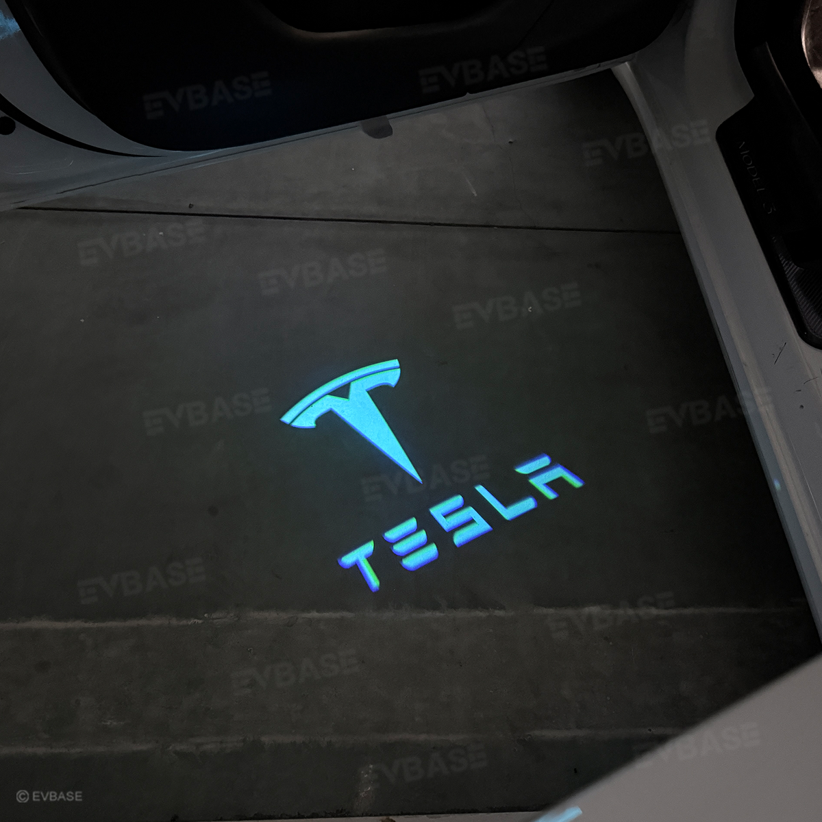 64-Color App-Controlled Door Projection Lights for Tesla Models