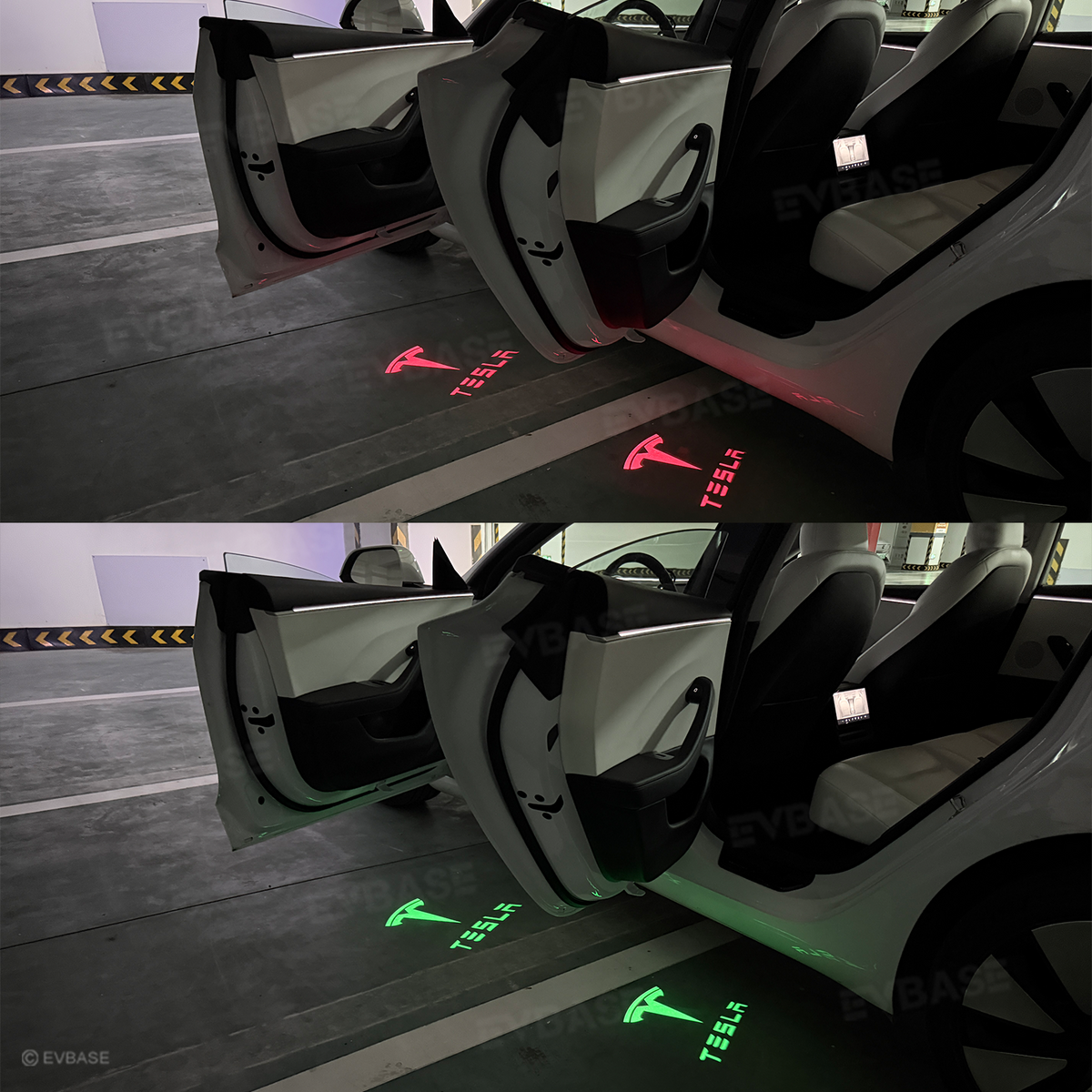 64-Color App-Controlled Door Projection Lights for Tesla Models