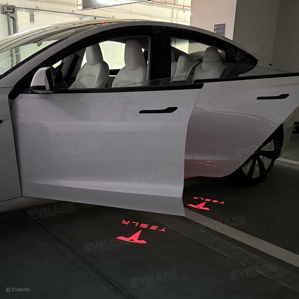 64-Color App-Controlled Door Projection Lights for Tesla Models