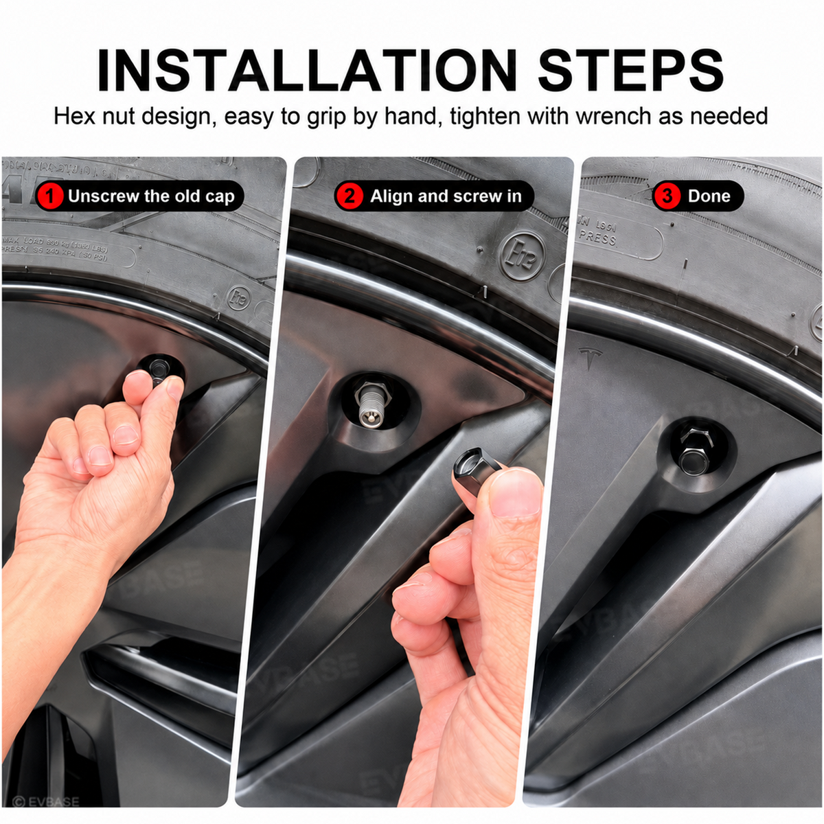 Aluminum Alloy Tire Valve Stem Caps for Tesla Models