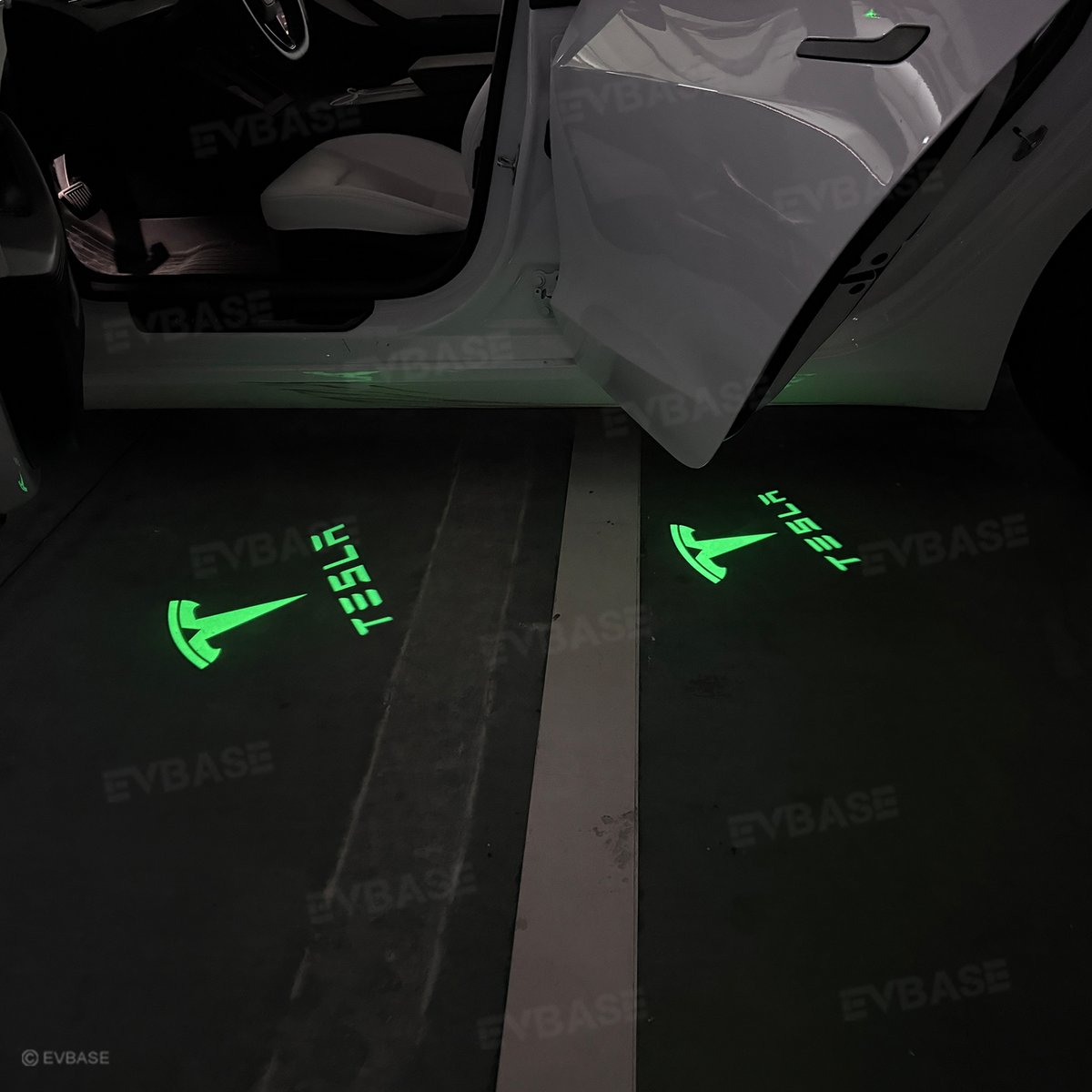 64-Color App-Controlled Door Projection Lights for Tesla Models