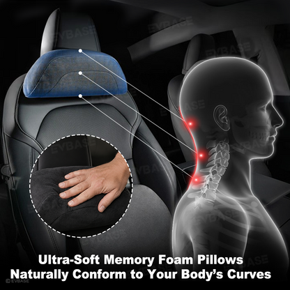 Memory Foam Headrest & Lumbar Support Pillows for Tesla Model 3 & Model Y