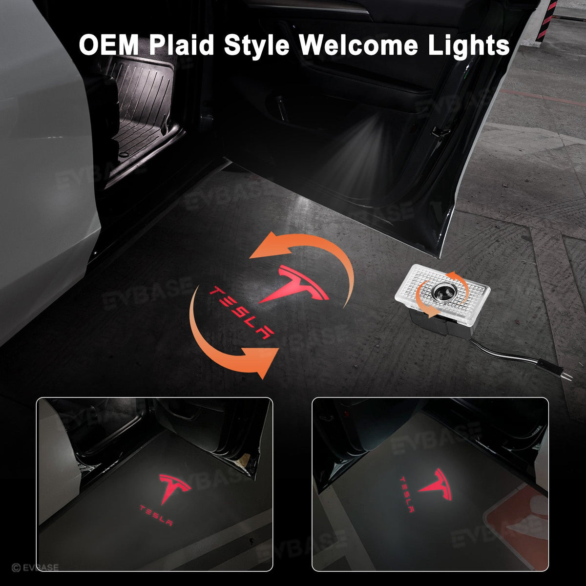 64-Color App-Controlled Door Projection Lights for Tesla Models