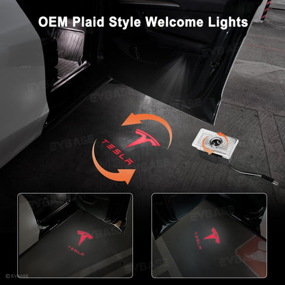 64-Color App-Controlled Door Projection Lights for Tesla Models