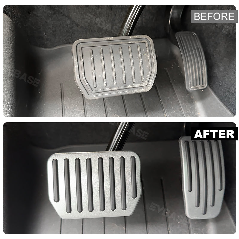Nevrano Tesla Model Y Juniper Non-Slip Foot Pedals Pads Silver Black Brake Pedal Covers Tesla Accessories