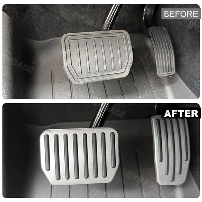 Nevrano Tesla Model Y Juniper Non-Slip Foot Pedals Pads Silver Black Brake Pedal Covers Tesla Accessories