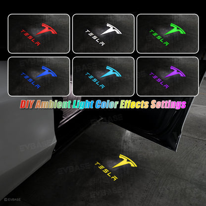 64-Color App-Controlled Door Projection Lights for Tesla Models