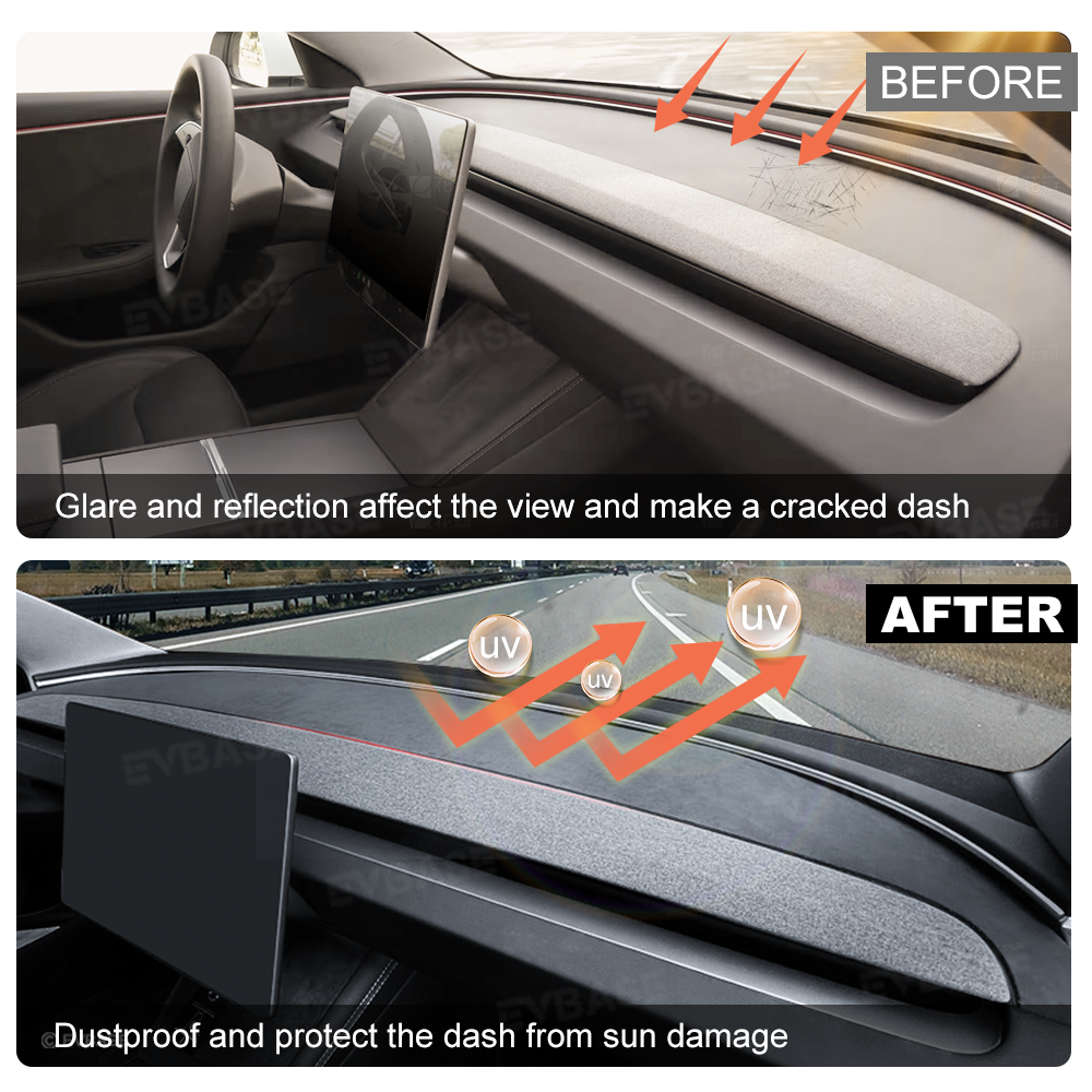 Suede-Style Anti-Glare Dashboard Cover for Tesla Model Y Juniper & Model YL