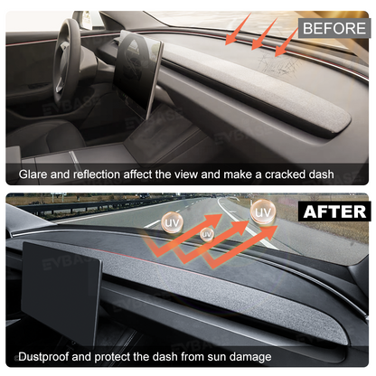 Suede-Style Anti-Glare Dashboard Cover for Tesla Model Y Juniper & Model YL