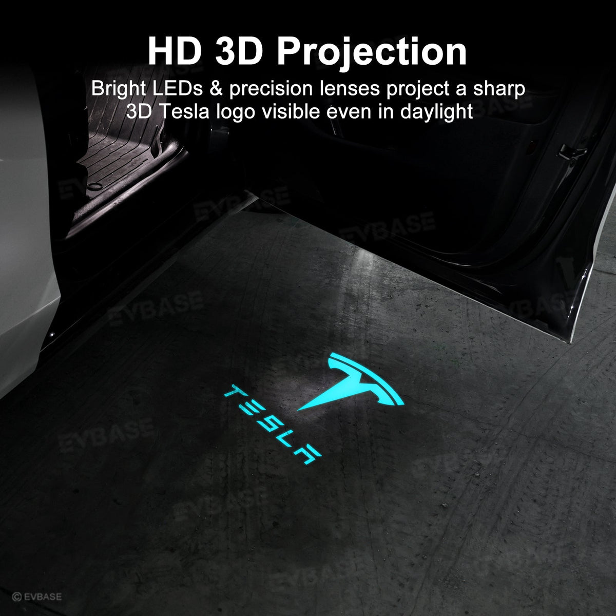 64-Color App-Controlled Door Projection Lights for Tesla Models
