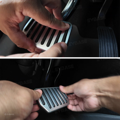 Nevrano Tesla Model Y Juniper Non-Slip Foot Pedals Pads Silver Black Brake Pedal Covers Tesla Accessories