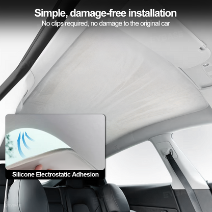 Static-Cling Glass Roof Sunshade for Tesla Model Y Juniper & Model 3 Highland