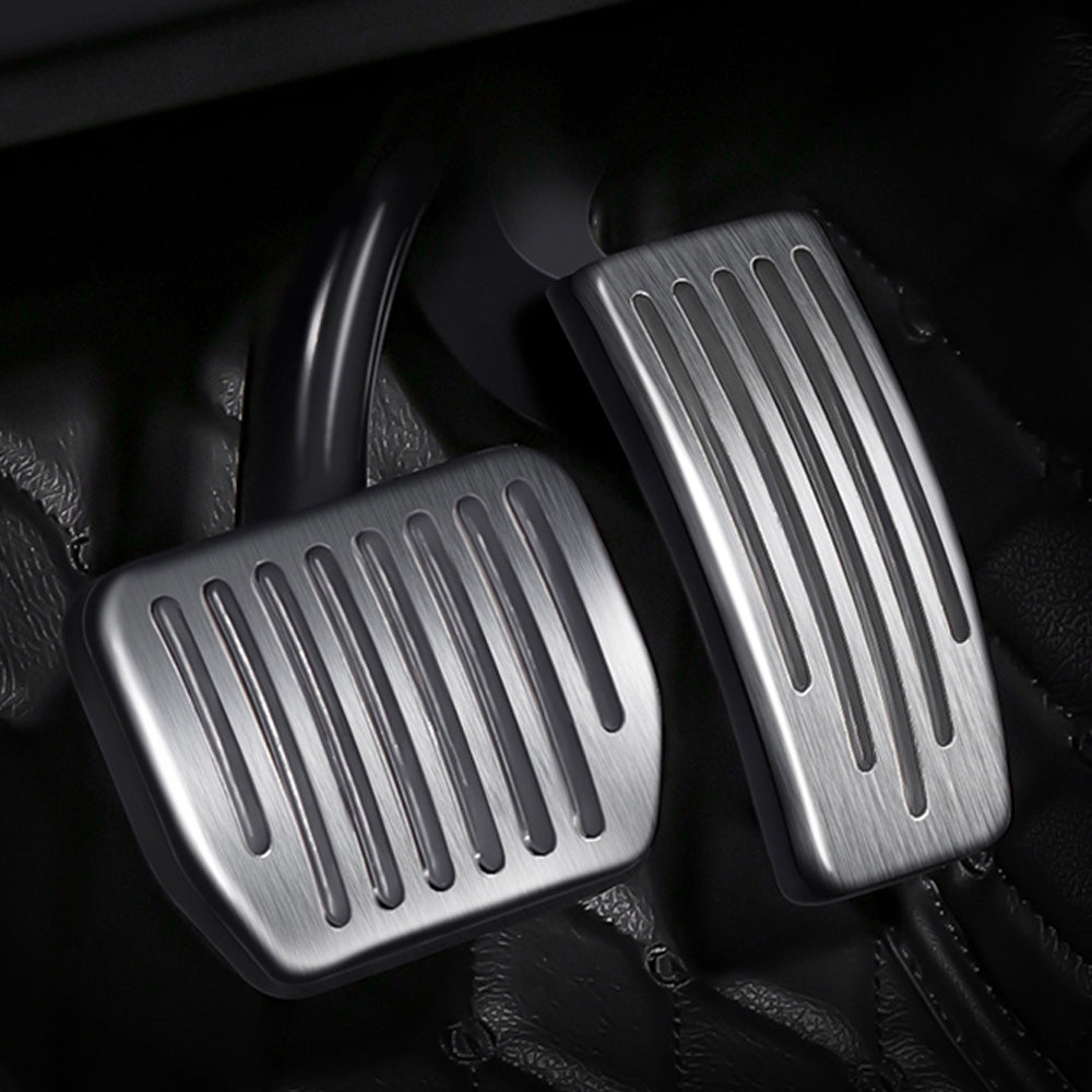 Nevrano Tesla Model Y Juniper Non-Slip Foot Pedals Pads Silver Black Brake Pedal Covers Tesla Accessories
