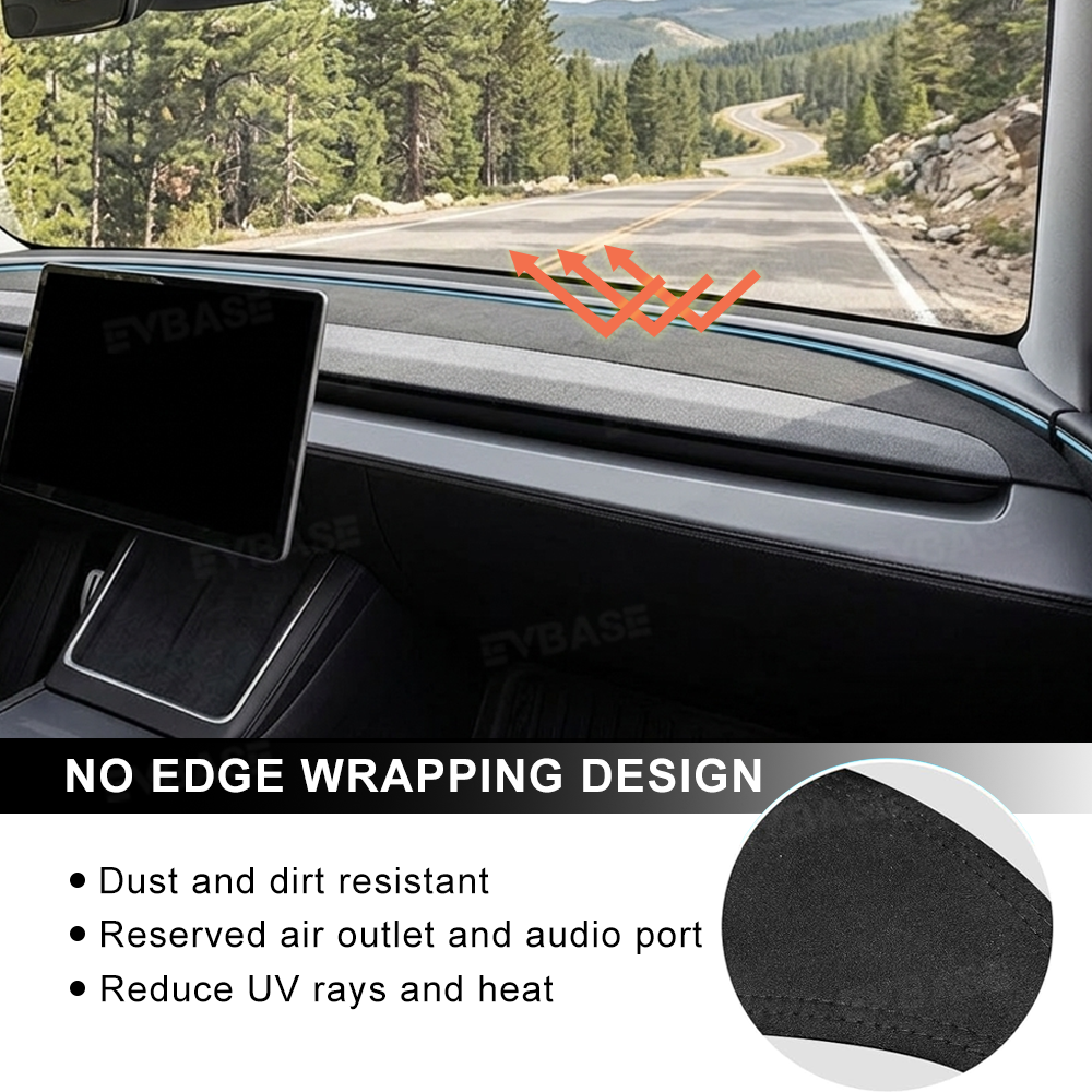 Suede-Style Anti-Glare Dashboard Cover for Tesla Model Y Juniper & Model YL