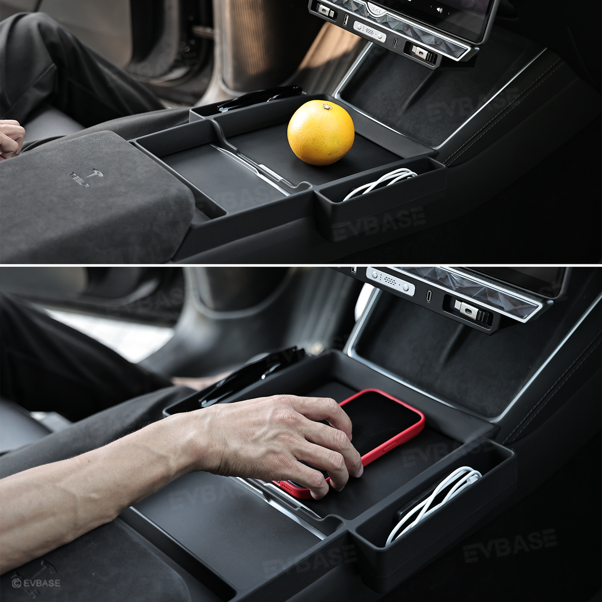 Model Y Juniper/Model Y L/ 3 Highland Center Console Tray 2.0 Silicone Organizer with Side Pockets