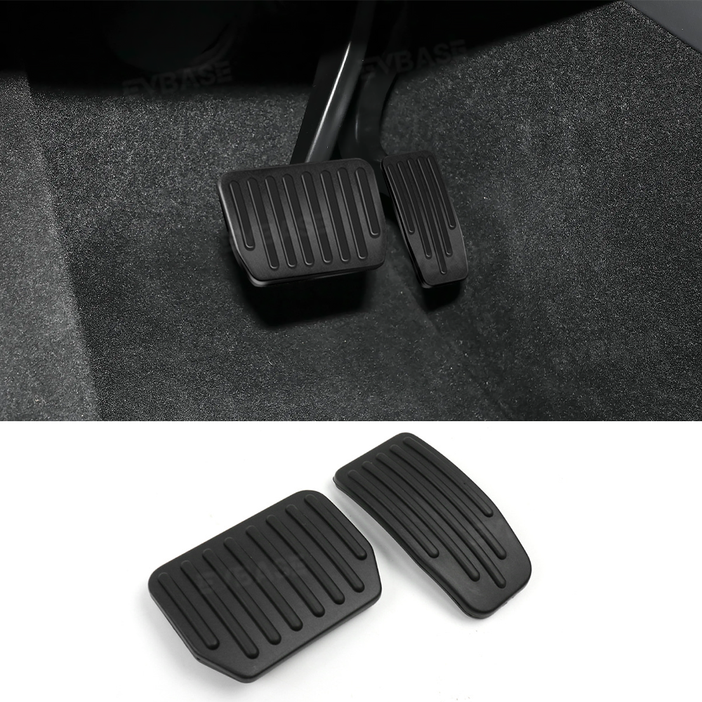Nevrano Tesla Model Y Juniper Non-Slip Foot Pedals Pads Silver Black Brake Pedal Covers Tesla Accessories