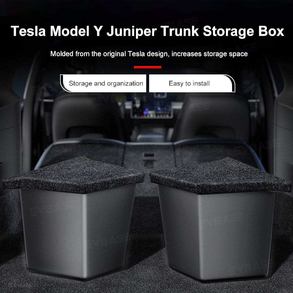 Model Y Juniper Trunk Storage Box Back Trunk Side Organizer Storage Bins Tesla Organizer