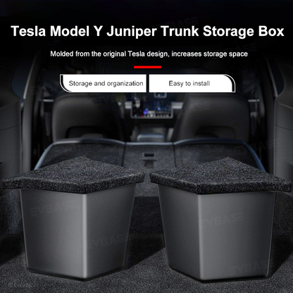Model Y Juniper Trunk Storage Box Back Trunk Side Organizer Storage Bins Tesla Organizer