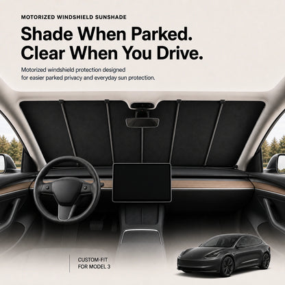 Tesla Model 3 Motorized Windshield Sunshade