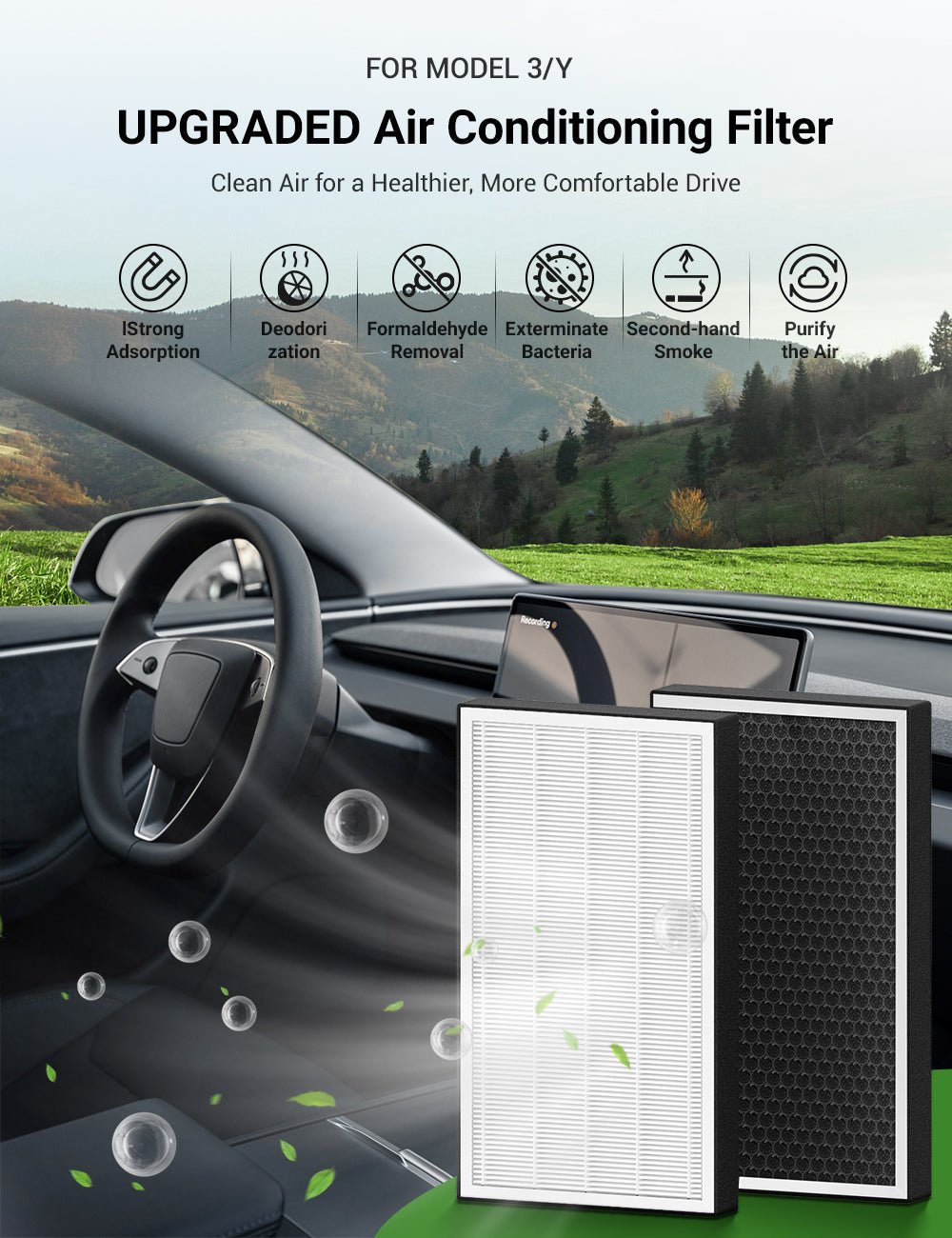 Activated Carbon Cabin Air Filter Set for Tesla Model 3 & Model Y