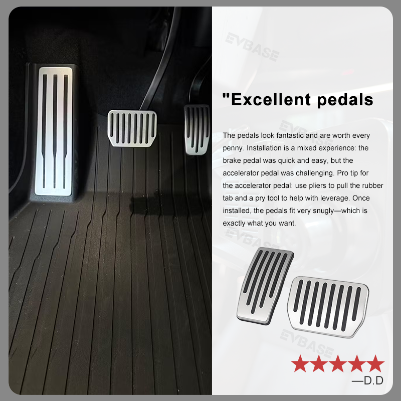 Nevrano Tesla Model Y Juniper Non-Slip Foot Pedals Pads Silver Black Brake Pedal Covers Tesla Accessories