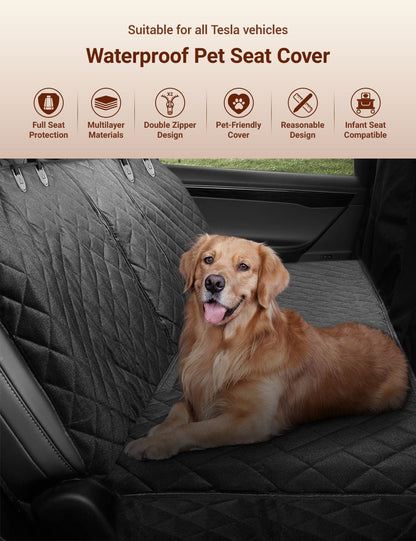 Water-Resistant Dog Back Seat Cover for Tesla Model 3, Y, S & X