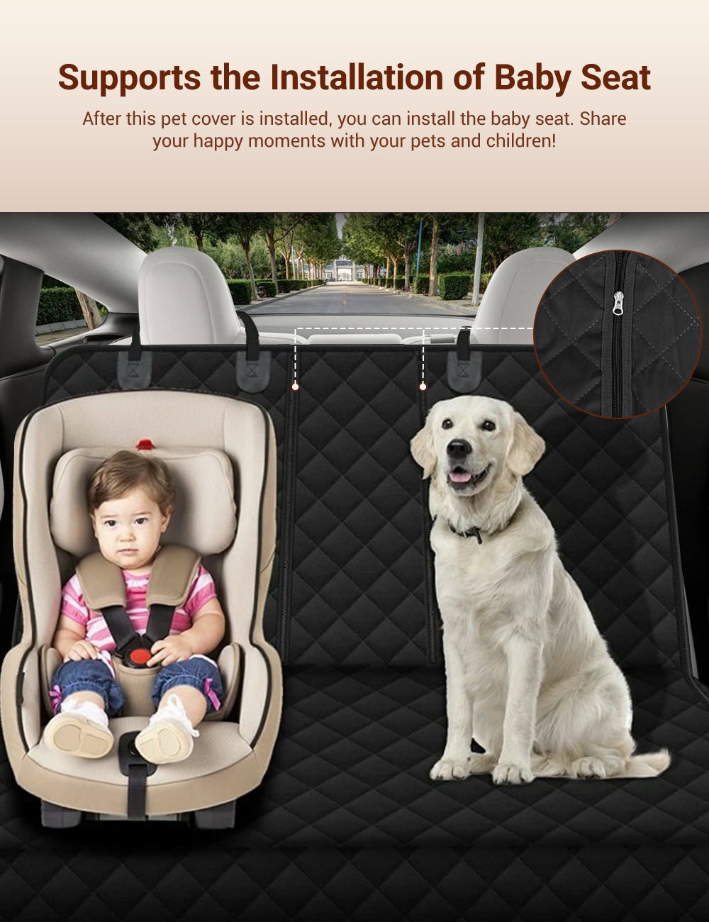Water-Resistant Dog Back Seat Cover for Tesla Model 3, Y, S & X