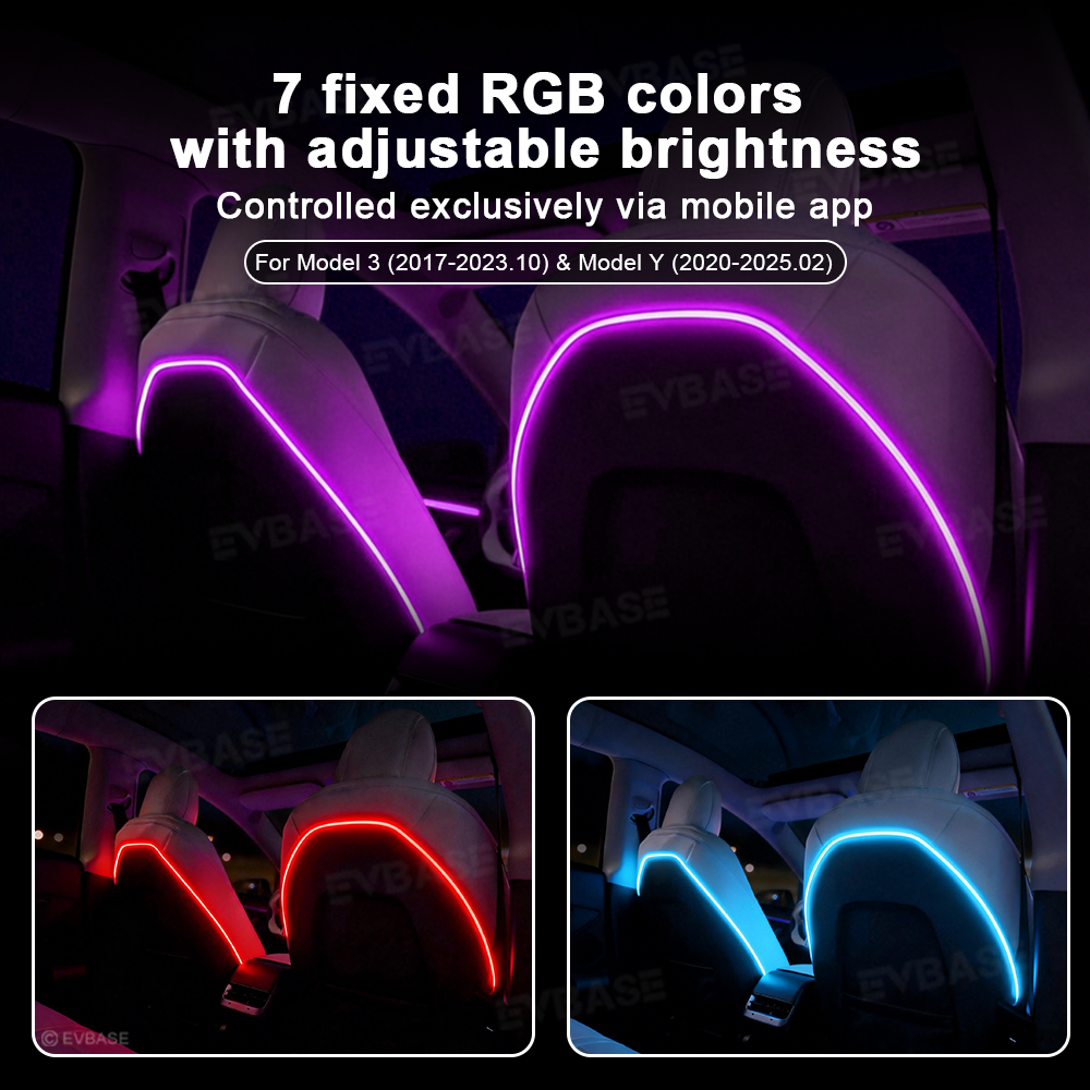 64-Color Seat-Back Ambient Light Set for Tesla Model 3 & Model Y