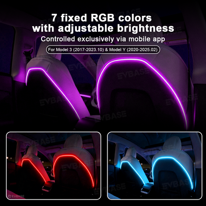 64-Color Seat-Back Ambient Light Set for Tesla Model 3 & Model Y
