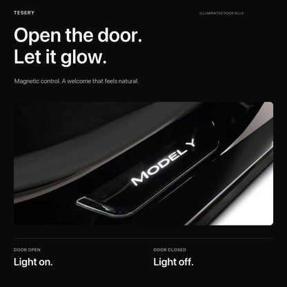 Battery-Powered Illuminated Door Sill Protectors for Tesla Model 3 & Model Y