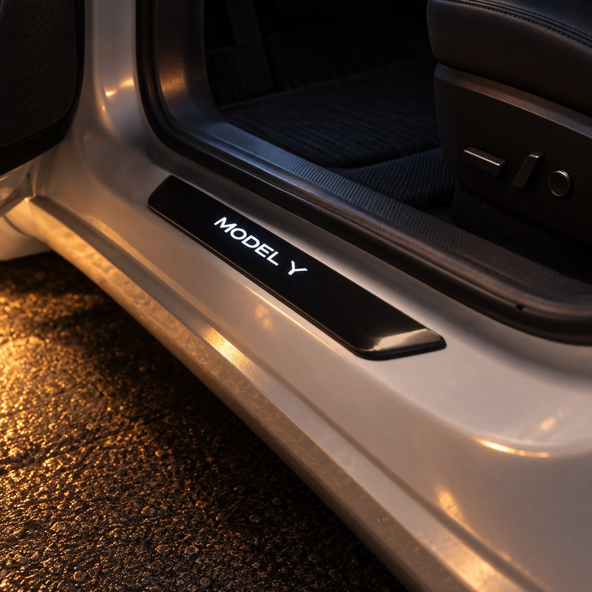 Battery-Powered Illuminated Door Sill Protectors for Tesla Model 3 & Model Y
