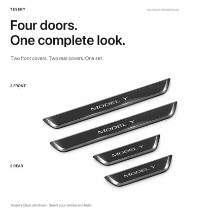 Battery-Powered Illuminated Door Sill Protectors for Tesla Model 3 & Model Y