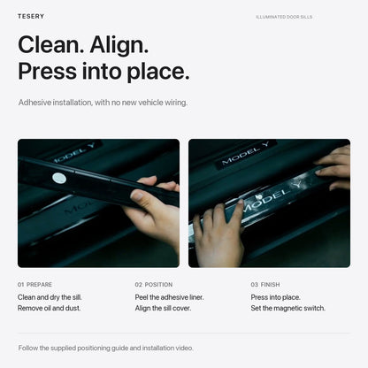Battery-Powered Illuminated Door Sill Protectors for Tesla Model 3 & Model Y