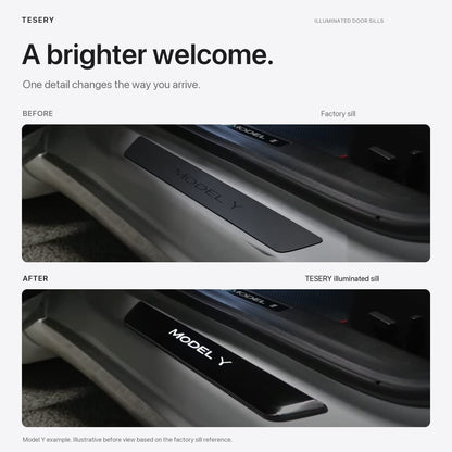 Battery-Powered Illuminated Door Sill Protectors for Tesla Model 3 & Model Y
