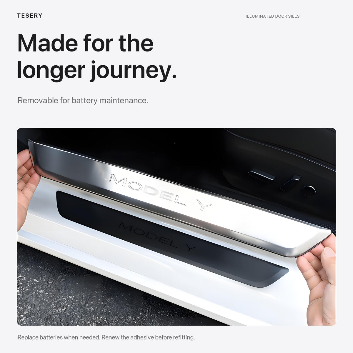 Battery-Powered Illuminated Door Sill Protectors for Tesla Model 3 & Model Y
