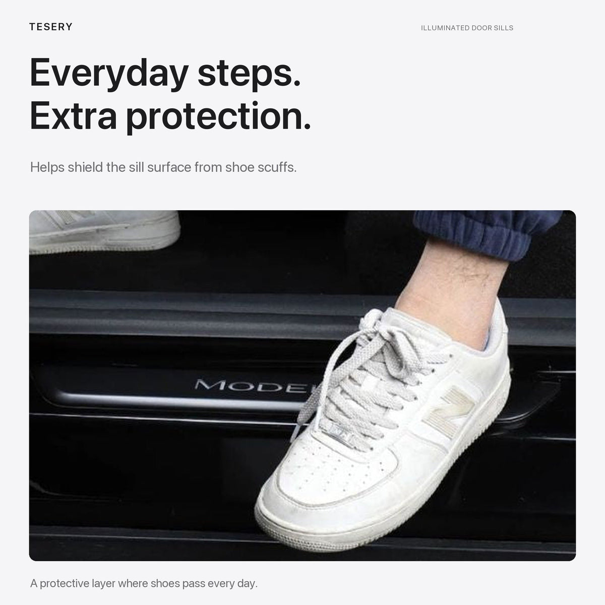 Battery-Powered Illuminated Door Sill Protectors for Tesla Model 3 & Model Y