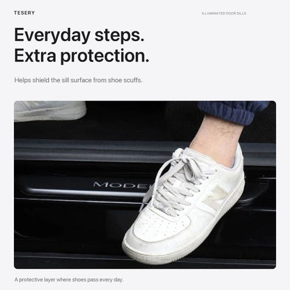Battery-Powered Illuminated Door Sill Protectors for Tesla Model 3 & Model Y