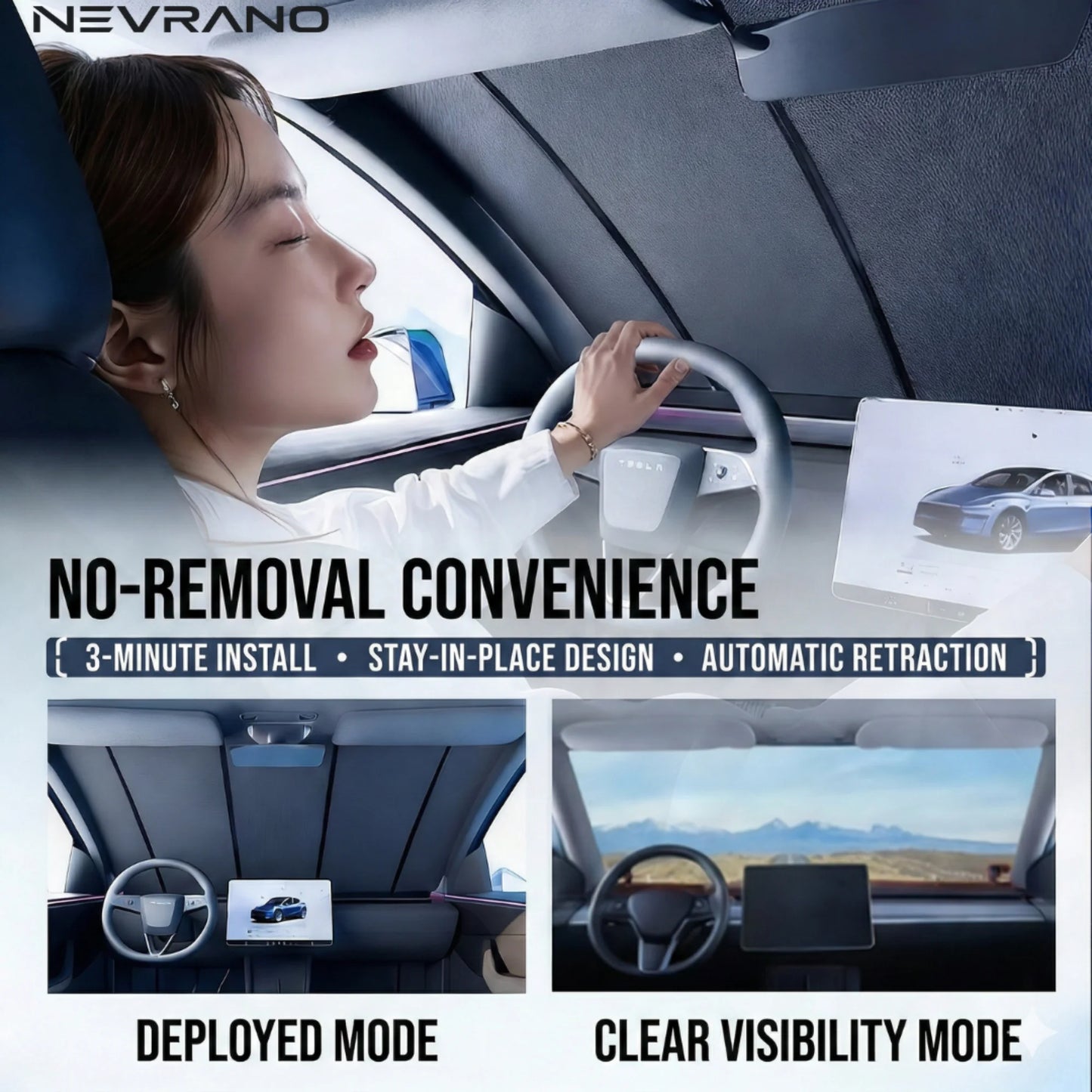 Nevrano™- Motorized Windshield Sunshade
