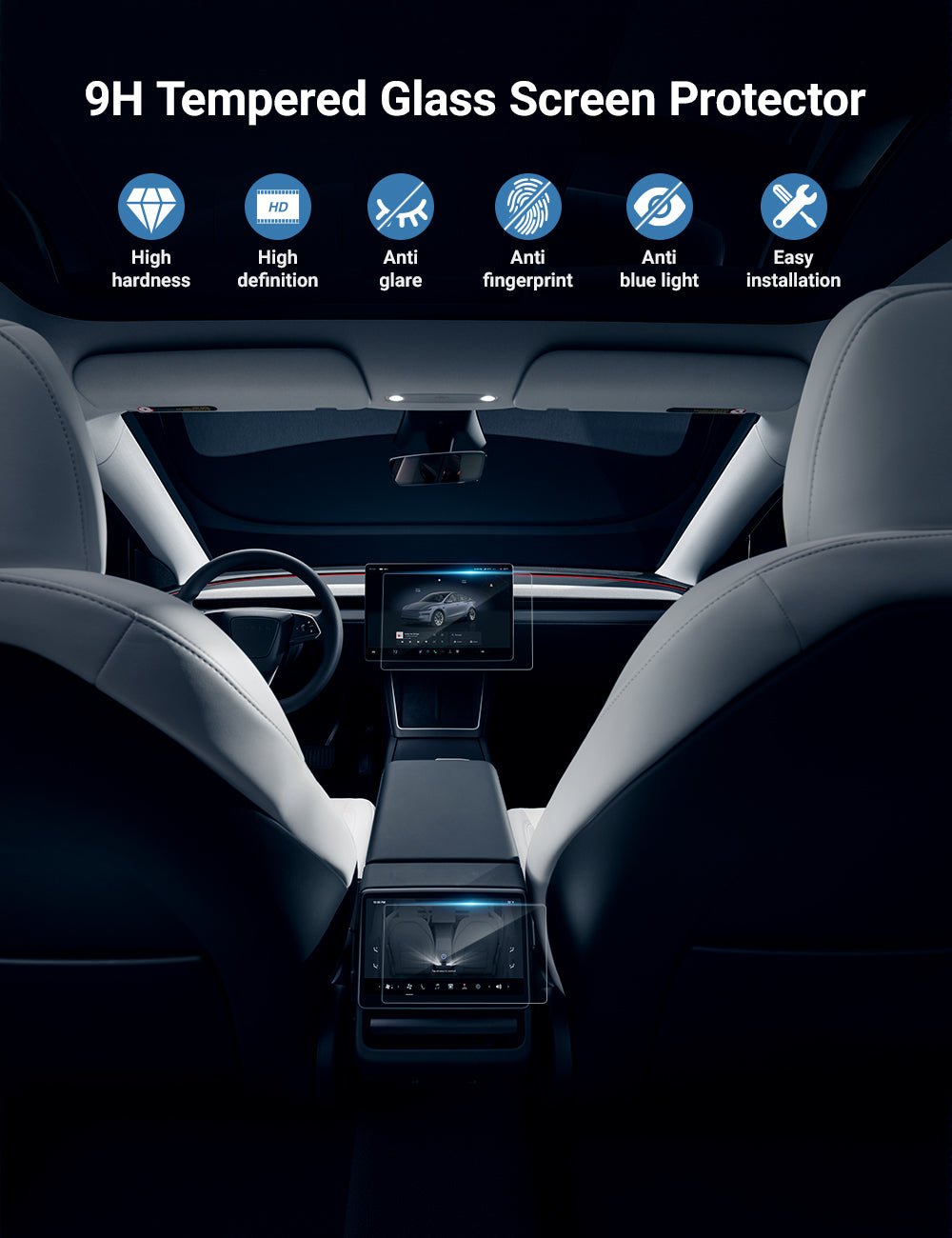 Front & Rear Screen Protectors for Tesla Model 3 & Model Y