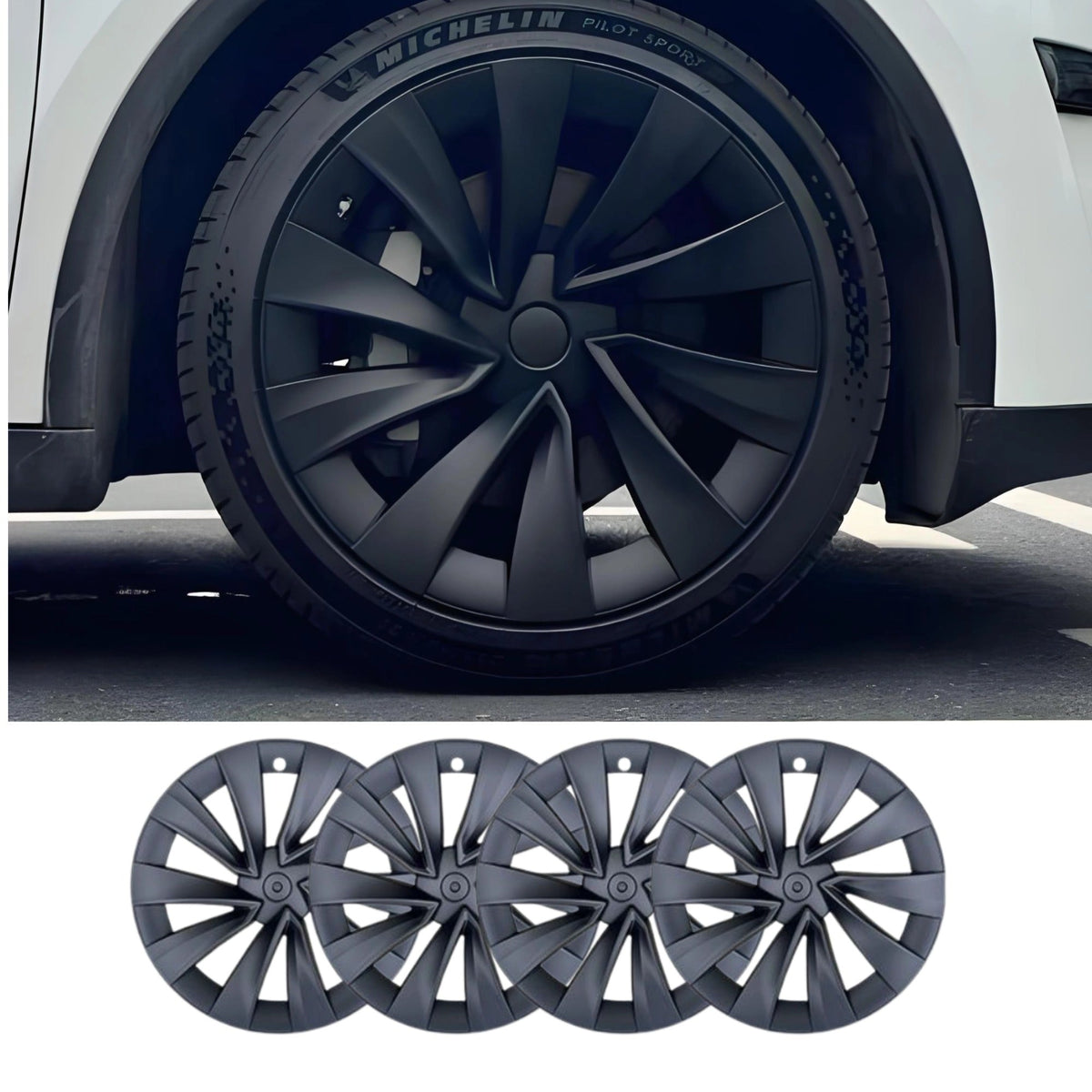 Nevrano 20″ Helix Wheel Covers for Model Y Juniper