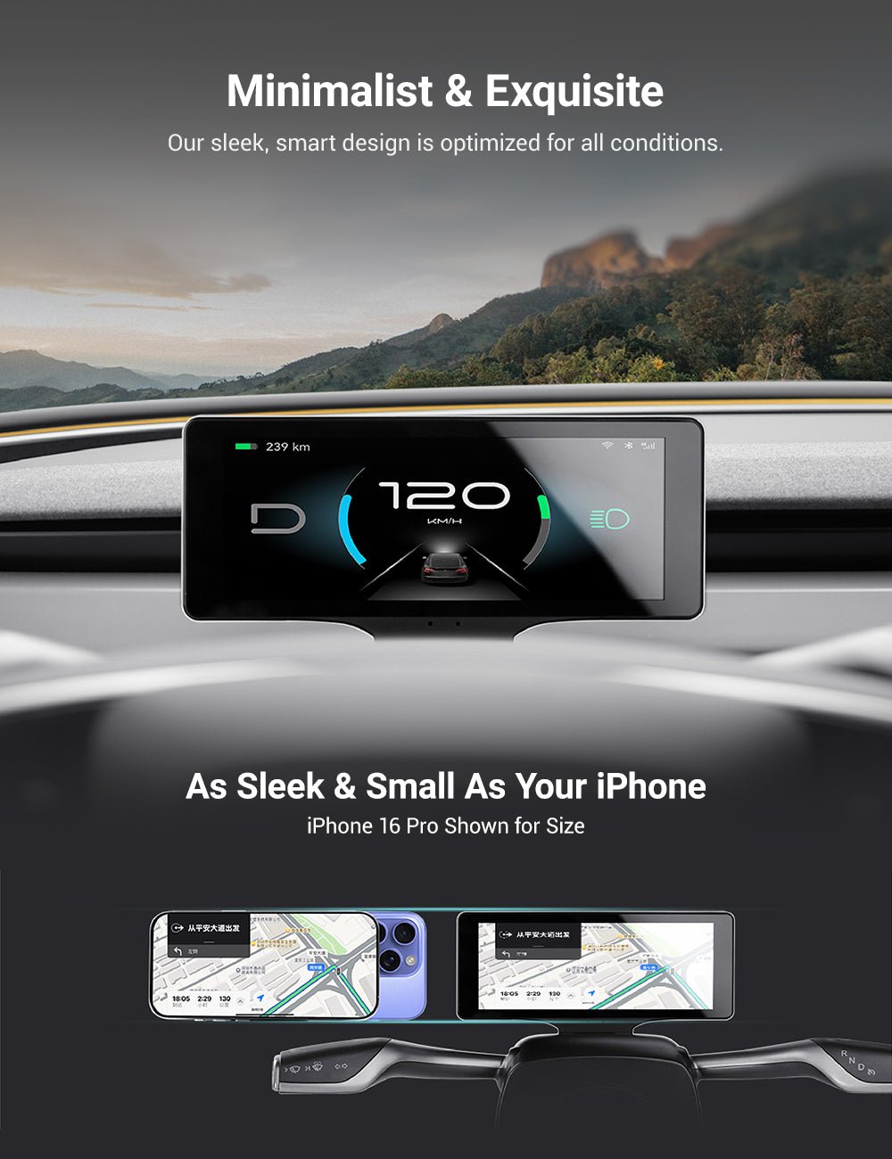 7-Inch Gear-Shift Dashboard Display for Tesla Model 3 & Model Y