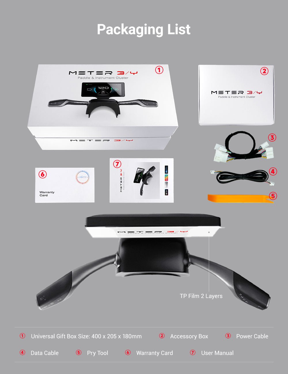 7-Inch Gear-Shift Dashboard Display for Tesla Model 3 & Model Y
