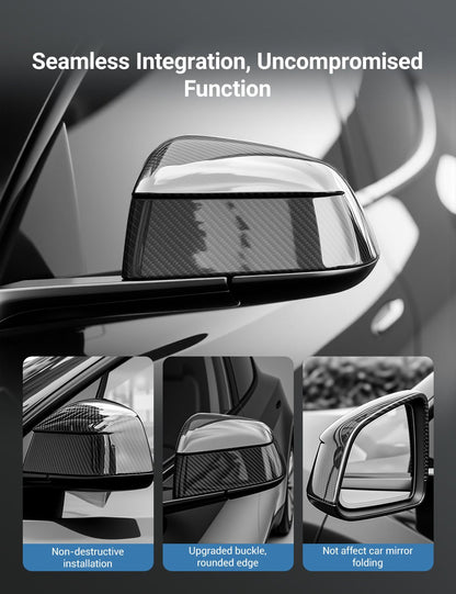 Carbon-Fiber-Style Side Mirror Covers for Tesla Model Y